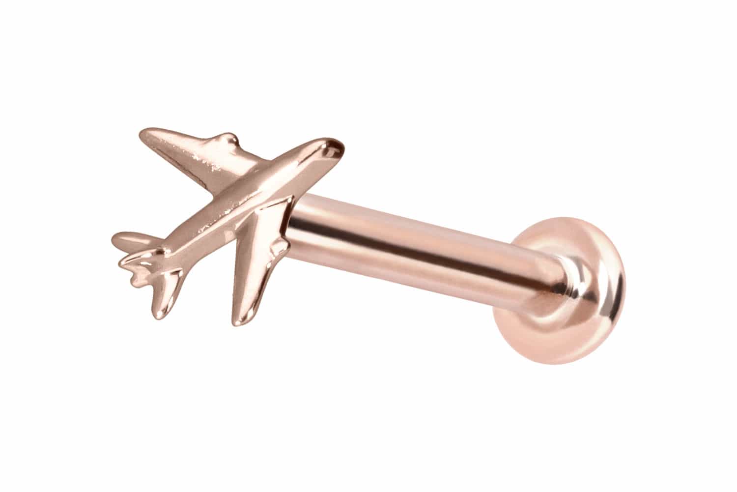 14 Karat Gold Labret Piercing mit Push Fit FLUGZEUG